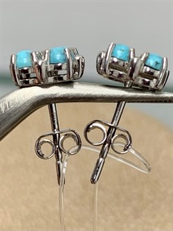 *Пусеты Бирюза Аризона цв Белое арт. 24557-212-161 (вес 1,83 г) - фото 156626 *Пусеты Бирюза Аризона цв Белое арт. 24557-212-161 (вес 1,83 г) - фото 156626