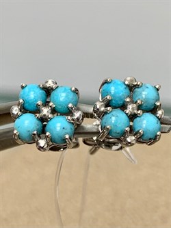 *Пусеты Бирюза Аризона цв Белое арт. 24557-212-161 (вес 1,83 г) - фото 156627 *Пусеты Бирюза Аризона цв Белое арт. 24557-212-161 (вес 1,83 г) - фото 156627