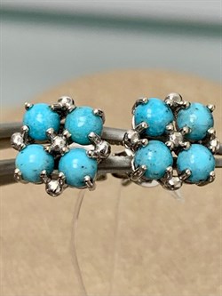 *Пусеты Бирюза Аризона цв Белое арт. 24557-212-161 (вес 1,83 г) - фото 156628 *Пусеты Бирюза Аризона цв Белое арт. 24557-212-161 (вес 1,83 г) - фото 156628