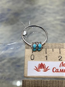 *Кольцо р.18 Бирюза Аризона цв Белое арт. 14557-212-159 (вес 1,36 г) - фото 156641 *Кольцо р.18 Бирюза Аризона цв Белое арт. 14557-212-159 (вес 1,36 г) - фото 156641