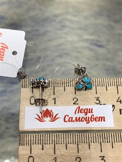 *Пусеты Бирюза Аризона цв Белое арт. 24563-212-186 (вес 1,66 г) - фото 156656