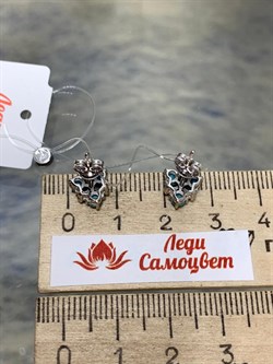 *Пусеты Бирюза Аризона цв Белое арт. 24563-212-186 (вес 1,66 г) - фото 156657