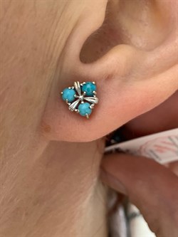 *Пусеты Бирюза Аризона цв Белое арт. 24563-212-186 (вес 1,66 г) - фото 156658