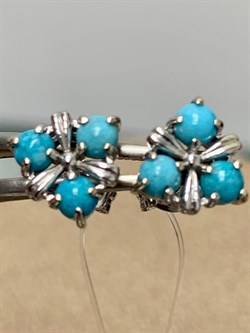 *Пусеты Бирюза Аризона цв Белое арт. 24563-212-186 (вес 1,66 г) - фото 156660