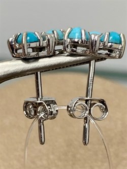 *Пусеты Бирюза Аризона цв Белое арт. 24563-212-186 (вес 1,66 г) - фото 156661