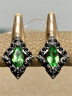 *Серьги Микс Цаворит Шпинель цв Красное арт. 23887-132-631 (вес 2,87 г) - фото 156748