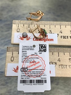 *Серьги Микс Цаворит Шпинель цв Красное арт. 23887-132-631 (вес 2,87 г) - фото 156752