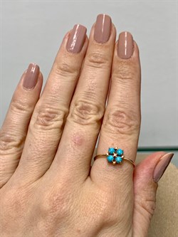 *Кольцо р.18,5 Бирюза Аризона цв Красное арт. 14557-112-667 (вес 1,33 г) - фото 156776