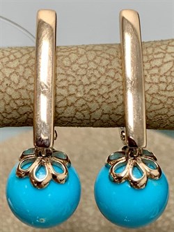 *Серьги Бирюза Аризона цв Красное арт. 24757-112-323 (вес 3,29 г) - фото 156789 *Серьги Бирюза Аризона цв Красное арт. 24757-112-323 (вес 3,29 г) - фото 156789