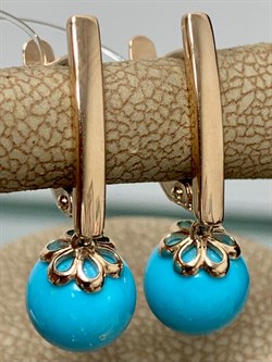 *Серьги Бирюза Аризона цв Красное арт. 24757-112-323 (вес 3,29 г) - фото 156790 *Серьги Бирюза Аризона цв Красное арт. 24757-112-323 (вес 3,29 г) - фото 156790