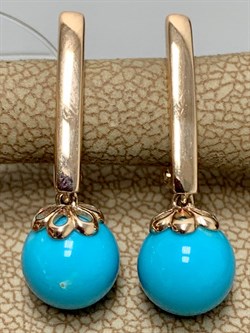 *Серьги Бирюза Аризона цв Красное арт. 24757-112-323 (вес 3,29 г) - фото 156792 *Серьги Бирюза Аризона цв Красное арт. 24757-112-323 (вес 3,29 г) - фото 156792