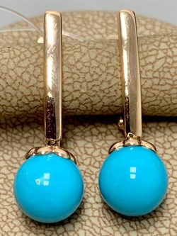 *Серьги Бирюза Аризона цв Красное арт. 24757-112-323 (вес 3,29 г) - фото 156793 *Серьги Бирюза Аризона цв Красное арт. 24757-112-323 (вес 3,29 г) - фото 156793