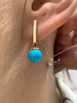 *Серьги Бирюза Аризона цв Красное арт. 24757-112-323 (вес 3,29 г) - фото 156794 *Серьги Бирюза Аризона цв Красное арт. 24757-112-323 (вес 3,29 г) - фото 156794