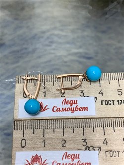 *Серьги Бирюза Аризона цв Красное арт. 24757-112-323 (вес 3,29 г) - фото 156797 *Серьги Бирюза Аризона цв Красное арт. 24757-112-323 (вес 3,29 г) - фото 156797