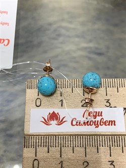 *Пусеты Бирюза Аризона цв Красное арт. 24691-112-483 (вес 2,22 г) - фото 156804 *Пусеты Бирюза Аризона цв Красное арт. 24691-112-483 (вес 2,22 г) - фото 156804