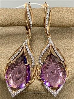 *Серьги Перья Жар-птицы Аметист цв Красное арт. 02-3762-00-209-1110-46-405 вес 6,04 г - фото 158250 *Серьги Перья Жар-птицы Аметист цв Красное арт. 02-3762-00-209-1110-46-405 вес 6,04 г - фото 158250