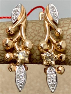 *Серьги Коньячный Бр цв Красное арт. 23340-117-119 вес 2,79 г - фото 160188 *Серьги Коньячный Бр цв Красное арт. 23340-117-119 вес 2,79 г - фото 160188