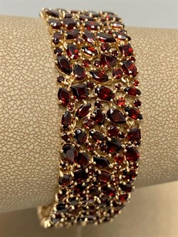 *Браслет р.18 Гранат цв Красное арт. Бр120-048-18Гр-455 вес 40,89 г - фото 160227