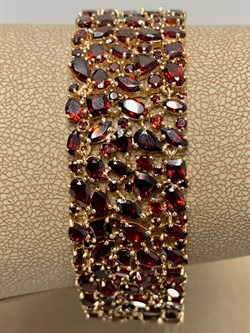 *Браслет р.18 Гранат цв Красное арт. Бр120-048-18Гр-455 вес 40,89 г - фото 160229
