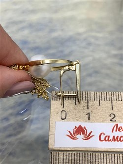 *Серьги Белый Жемчуг д.10-10,5 цв Лимонное арт. 02-2-776-0500-020-982 вес 11,04 г - фото 160939