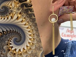 *Серьги Белый Жемчуг д.10-10,5 цв Лимонное арт. 02-2-776-0500-020-982 вес 11,04 г - фото 160945