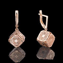 *Серьги Кубики цв Красное арт. 02-3800-00-000-1110-48-271 вес 3,92 г - фото 16129