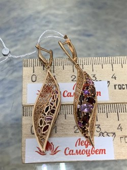 *Серьги Микс Родолит Аметист Дымчатый Кварц цв Красное арт. 02-3677-00-296-1110-46-167 вес 6,41 г - фото 161372 *Серьги Микс Родолит Аметист Дымчатый Кварц цв Красное арт. 02-3677-00-296-1110-46-167 вес 6,41 г - фото 161372