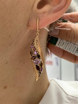 *Серьги Микс Родолит Аметист Дымчатый Кварц цв Красное арт. 02-3677-00-296-1110-46-167 вес 6,41 г - фото 161375 *Серьги Микс Родолит Аметист Дымчатый Кварц цв Красное арт. 02-3677-00-296-1110-46-167 вес 6,41 г - фото 161375