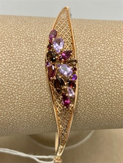 *Браслет-Бэнгл р.18,5 Микс Родолит Аметист Дымчатый Кварц цв Красное арт. 05-0544-00-299-1110-46-413 вес 7,43 г - фото 161400 *Браслет-Бэнгл р.18,5 Микс Родолит Аметист Дымчатый Кварц цв Красное арт. 05-0544-00-299-1110-46-413 вес 7,43 г - фото 161400