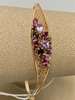 *Браслет-Бэнгл р.18,5 Микс Родолит Аметист Дымчатый Кварц цв Красное арт. 05-0544-00-299-1110-46-413 вес 7,43 г - фото 161401 *Браслет-Бэнгл р.18,5 Микс Родолит Аметист Дымчатый Кварц цв Красное арт. 05-0544-00-299-1110-46-413 вес 7,43 г - фото 161401