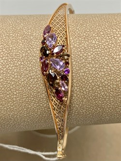 *Браслет-Бэнгл р.18,5 Микс Родолит Аметист Дымчатый Кварц цв Красное арт. 05-0544-00-299-1110-46-413 вес 7,43 г - фото 161402 *Браслет-Бэнгл р.18,5 Микс Родолит Аметист Дымчатый Кварц цв Красное арт. 05-0544-00-299-1110-46-413 вес 7,43 г - фото 161402