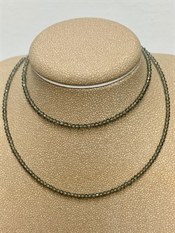 *Бусы р.40 д.2мм Серый Фианит арт. Б-01р серый-264 Вес 0,75 г - фото 161601 *Бусы р.40 д.2мм Серый Фианит арт. Б-01р серый-264 Вес 0,75 г - фото 161601