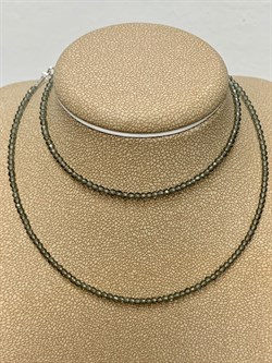 *Бусы р.40 д.2мм Серый Фианит арт. Б-01р серый-264 Вес 0,75 г - фото 161602 *Бусы р.40 д.2мм Серый Фианит арт. Б-01р серый-264 Вес 0,75 г - фото 161602