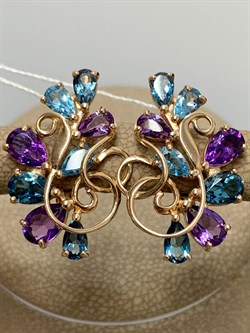 *Серьги Микс Аметист Голубой Топаз цв Красное арт. 2640035-763 вес 6,18 г - фото 162500 *Серьги Микс Аметист Голубой Топаз цв Красное арт. 2640035-763 вес 6,18 г - фото 162500