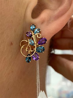 *Серьги Микс Аметист Голубой Топаз цв Красное арт. 2640035-763 вес 6,18 г - фото 162502 *Серьги Микс Аметист Голубой Топаз цв Красное арт. 2640035-763 вес 6,18 г - фото 162502