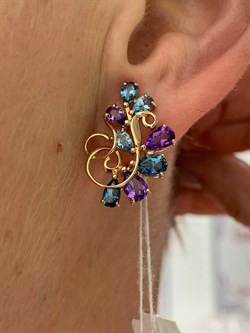 *Серьги Микс Аметист Голубой Топаз цв Красное арт. 2640035-763 вес 6,18 г - фото 162503 *Серьги Микс Аметист Голубой Топаз цв Красное арт. 2640035-763 вес 6,18 г - фото 162503