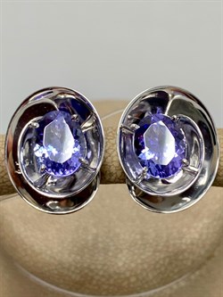 *Серьги Танзанит цв Белое арт. 2-107-353/2-31-404 (вес 6,37 г) - фото 162535