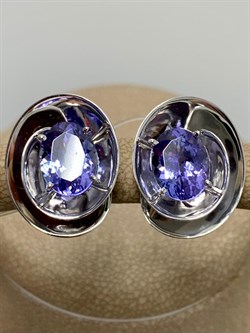 *Серьги Танзанит цв Белое арт. 2-107-353/2-31-404 (вес 6,37 г) - фото 162536