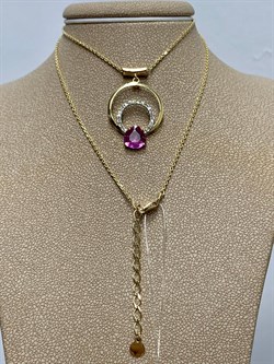 *Колье р.45-50 Розовый Сапфир цв Лимонное арт 6-360450-00-45-723 (вес 4,26 г) - фото 162827 *Колье р.45-50 Розовый Сапфир цв Лимонное арт 6-360450-00-45-723 (вес 4,26 г) - фото 162827