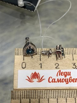 *Пусеты Голубой Топаз Лондон цв Белое арт. 2-202056-00-10-038 вес 2,88 г - фото 162860