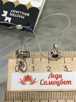 *Пусеты Голубой Топаз Лондон цв Белое арт. 2-202056-00-10-038 вес 2,88 г - фото 162861