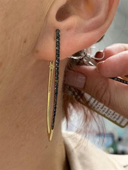 *Серьги Прищепки Черный Бриллиант цв Лимонное арт 2-308081-00-48-536 вес 6,26 г - фото 163073 *Серьги Прищепки Черный Бриллиант цв Лимонное арт 2-308081-00-48-536 вес 6,26 г - фото 163073