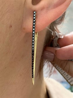 *Серьги Прищепки Черный Бриллиант цв Лимонное арт 2-308081-00-48-536 вес 6,26 г - фото 163076 *Серьги Прищепки Черный Бриллиант цв Лимонное арт 2-308081-00-48-536 вес 6,26 г - фото 163076