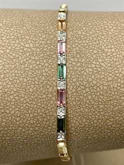 *Браслет р.16-18 Микс Турмалин цв Лимонное арт 10-320413-00-60-817 вес 2,98 г - фото 164592