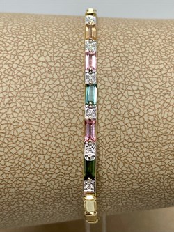 *Браслет р.16-18 Микс Турмалин цв Лимонное арт 10-320413-00-60-817 вес 2,98 г - фото 164594