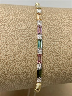 *Браслет р.16-18 Микс Турмалин цв Лимонное арт 10-320413-00-60-817 вес 2,98 г - фото 164595