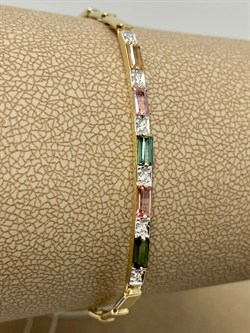 *Браслет р.16-18 Микс Турмалин цв Лимонное арт 10-320413-00-60-817 вес 2,98 г - фото 164596