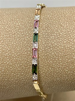 *Браслет р.16-18 Микс Турмалин цв Лимонное арт 10-320413-00-60-817 вес 2,98 г - фото 164597