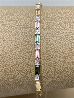 *Браслет р.16-18 Микс Турмалин цв Лимонное арт 10-320413-00-60-817 вес 2,98 г - фото 164598