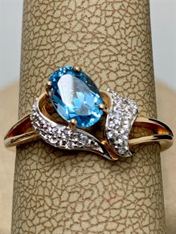 *Кольцо р.17,5 Голубой Топаз цв Красное арт. 0210247 вес 2,89 г - фото 165145 *Кольцо р.17,5 Голубой Топаз цв Красное арт. 0210247 вес 2,89 г - фото 165145